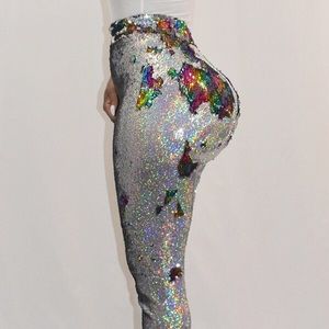 Lovely Sequined Skinny Multicolor Pants